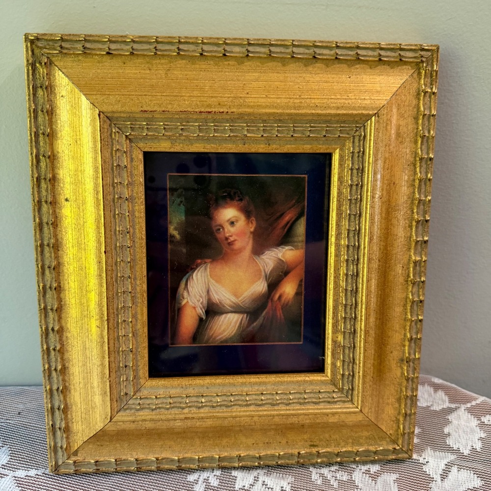 Ethan Allen Framed Portrait Miniature Gold Gilt Regency Lady Art 07-1452 Wood